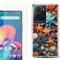 thumbnail image 1 of For TCL K32 5G Protective Shockproof Phone Case with Tempered Glass Screen Protector, by OneToughShield - Starfish Mix, 1 of 3
