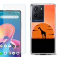 thumbnail image 1 of For TCL K32 5G Protective Shockproof Phone Case with Tempered Glass Screen Protector, by OneToughShield - Sunset Giraffe, 1 of 3