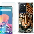 thumbnail image 1 of For TCL K32 5G Protective Shockproof Phone Case with Tempered Glass Screen Protector, by OneToughShield - Tiger Art, 1 of 3