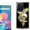 thumbnail image 1 of For TCL K32 5G Protective Shockproof Phone Case with Tempered Glass Screen Protector, by OneToughShield - Wing Skull, 1 of 3