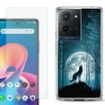 thumbnail image 1 of For TCL K32 5G Protective Shockproof Phone Case with Tempered Glass Screen Protector, by OneToughShield - Wolf Moon, 1 of 3
