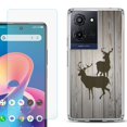 thumbnail image 1 of For TCL K32 5G Protective Shockproof Phone Case with Tempered Glass Screen Protector, by OneToughShield - Wood/Deer, 1 of 3