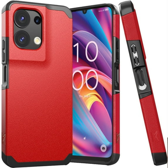 For TCL K32 5G T513V Slim Shockproof Hybrid Cover Cellphone Case - mk Red