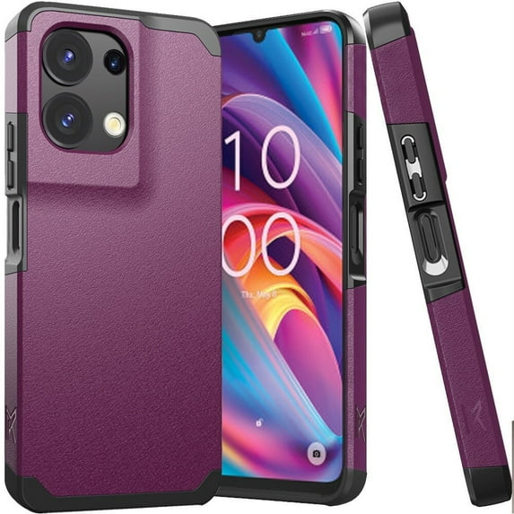 For TCL K33 5G T513V Shockproof Hybrid Cell Phone Cover Case - MK Purple