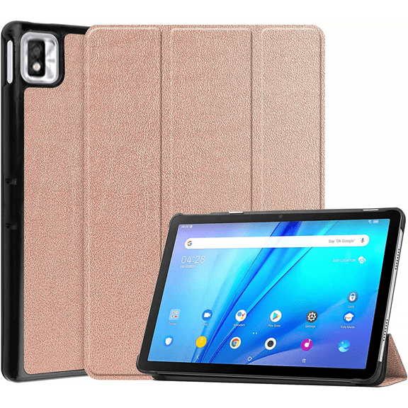 For TCL Tab 10s 10.1 Inch, Tri-Fold Slim Lightweight Hard Shell Protection Smart Cover for TCL Tab 10s Tablet Case with Stand - Rose Gold