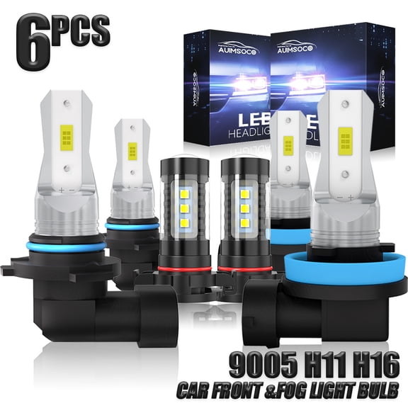 For Tahoe 2015-2019 6x 6000k COB Front Light H/L + Fog Light Bulbs White kit Easy Install Plug-N-Play