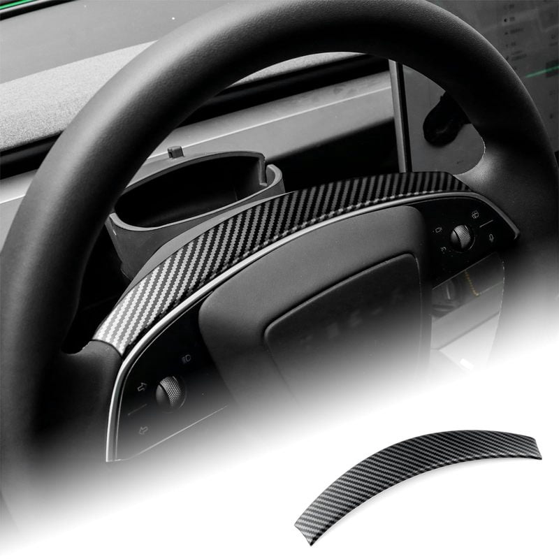 For Tesal Model Y Juniper 2025 Model 3 Highland 2024 Carbon Fibre Car Steering Wheel Cover Sticker Above Steering Wheel Decorati