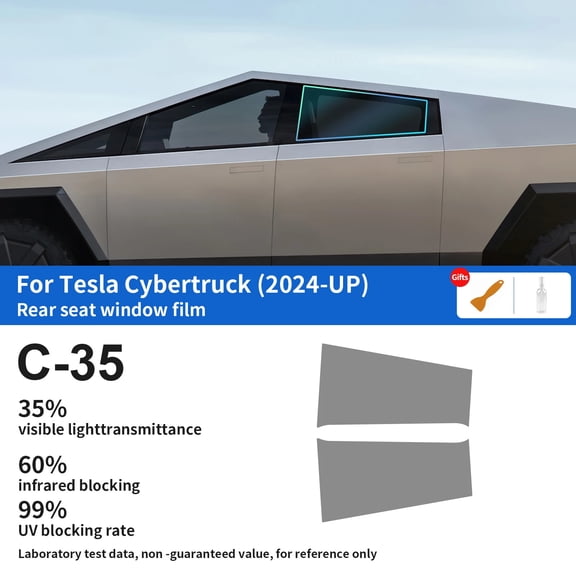 For Tesla Cybertruck 2024 2025 Pre-Cut Easy Install Car Window Tint Film Kit Solar Tinted Film Privacy,Heat &UV Protection