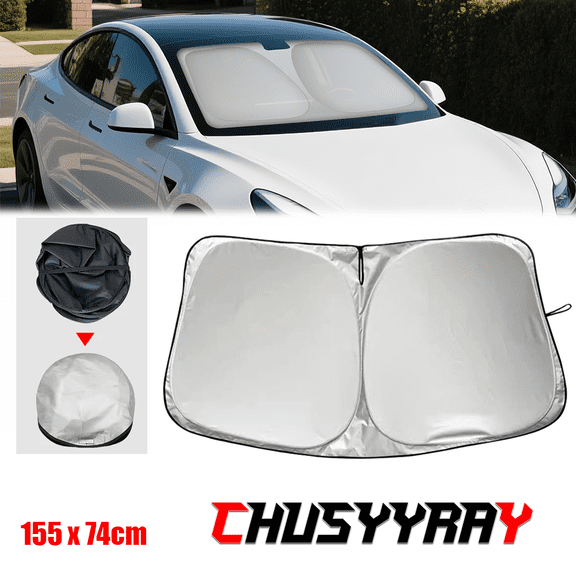 For Tesla Model 3 2016-2025 Windshield Sun Shade - Custom UV & Heat Shield Visor Front Window Cover with Bag