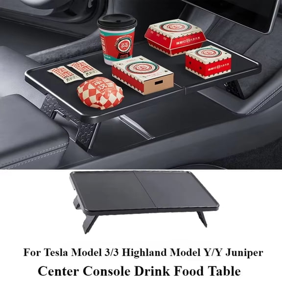 For Tesla Model 3/3 Highland Model Y/Y Juniper 2025 Center Console Table Tray Drink Food Table Desk Plate Board Holder Storage