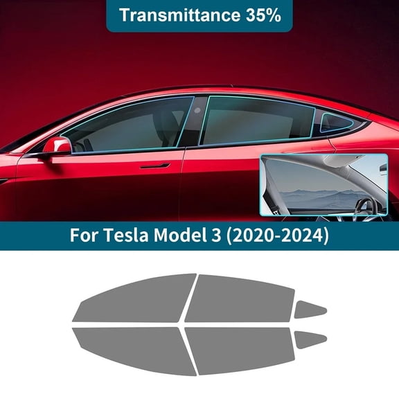 For Tesla Model 3 Model3 Car Side Window Solar Film 2018 2019 2020 2021 2022 2023 2024 Accessories UV Protector Summer Tint