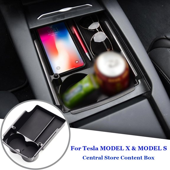 For Tesla Model X Model S Car Center Console Tray Armrest Box Storage Tidying