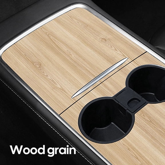 For Tesla Model Y 2021 2022 2023 2024 Car Center Console Panel Sticker Wood Grain Film Carbon Central Control Cover Interior