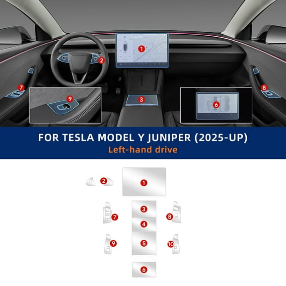For Tesla Model Y Juniper 2025 2026 TPU Interior Protective Film Navigation Screen Anti-Scratch Sticker Accessories.