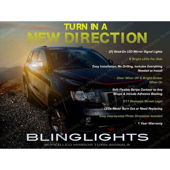 For The Jeep Grand Cherokee LED Side Mirror Turn Signal Lights Blinker Lamp Signalers Add on Kit