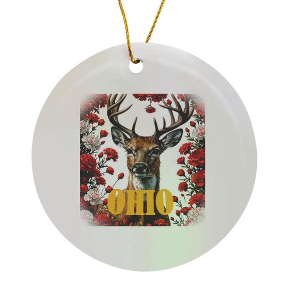 3drose, for the Love of Ohio, Circle Porcelain Ornament