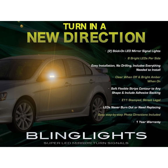 For The Mitsubishi Lancer LED Side View Mirror Turnsignals Add On Lights
