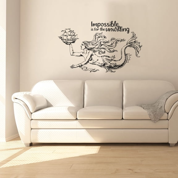 For The Unwilling Quote Sailing Sailor Sail Boat Ocean Sea Silhouette Vinyl Design Wall Sticker Wall Art Wall Decal Boy Girl Kid Room Bedroom Sailor Home Decor Stickers Decoration Size (8x10 inch)