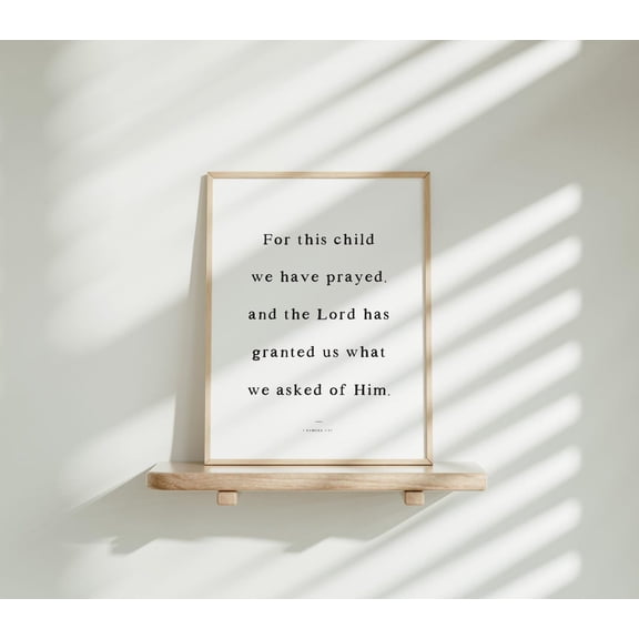 For This Child I Have Prayed 1 Samuel 1 27 Christian Nursery Scripture Neutral Decor, Unframed Canvas 8x10in