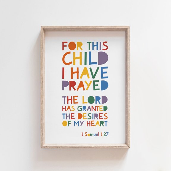 For This Child I Prayed Christian Rainbow Wall Art