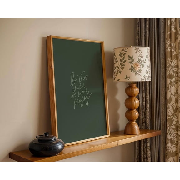 For This Child We Have Prayed Green Christian Nursery Wall Art Print