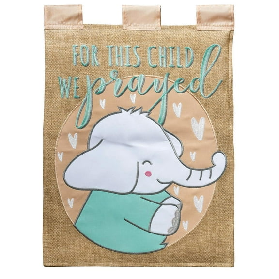 For This Child We Prayed Grey Elephant 18 x 13 Polyester Decorative Outdoor Hanging Garden Flag