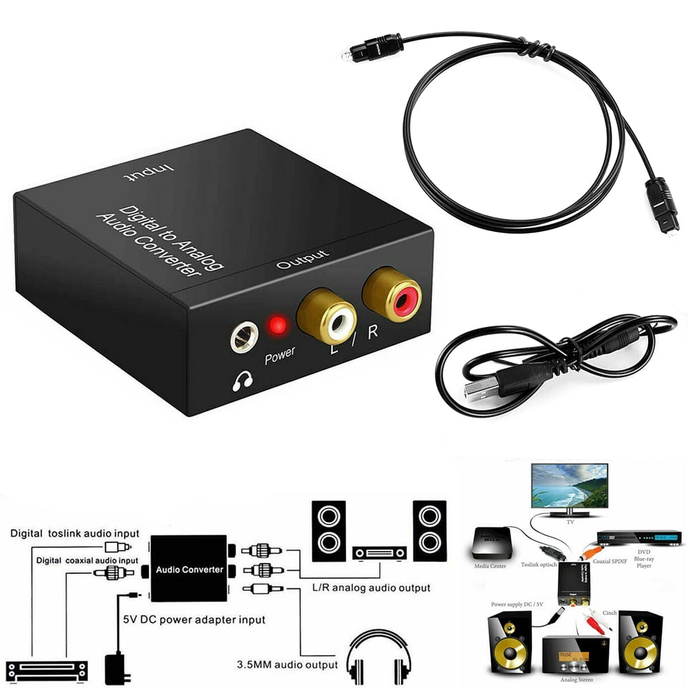 For Toslink Digital Coax Optical to Analog RCA Audio