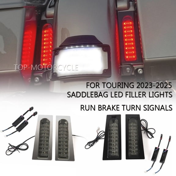 For Touring CVO Road Glide Street Glide 2023-2025 Motorcycle Rear Fender Filler Saddle Bag LED Turn Signal Running Brake Light