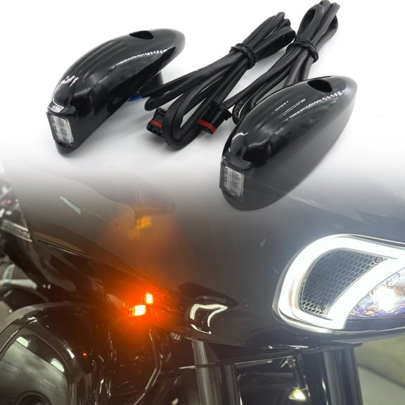 For Touring Road Glide Special FLTRXS 2015-2023 Black Front LED Light Turn Signals