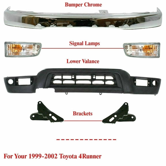 For Toyota 4Runner 1999-02 Front Bumper Chrome Kit With Brackets & Signal Lights