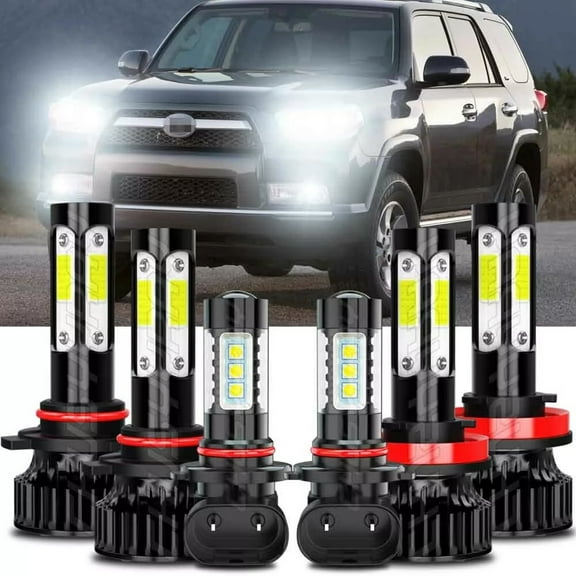 For Toyota 4Runner 2006 2007 2008 2009 LED Headlight High Low Beam + Fog Light Bulbs 6000K White 6x