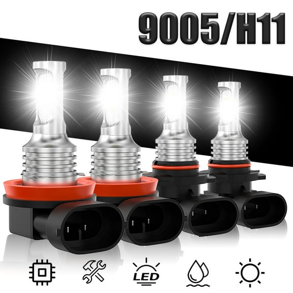 For Toyota 4Runner 2006-2018 LED Headlight High Beam Fog Light Bulbs Combo 4x 50000 Hours Lifespan Halogen Replacement