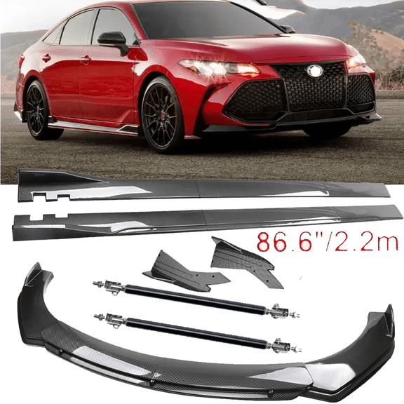 For Toyota Avalon 10-22 Carbon Fiber Front Bumper Lip Spoiler 86.6" Side Skirt