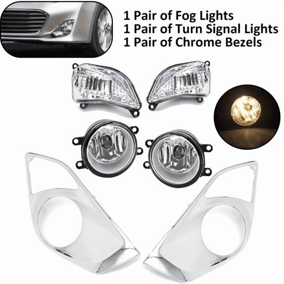 For Toyota Avalon 2013-2015 Fog Light & Turn Signal Lamp + Cover Bezel Set 6PCS