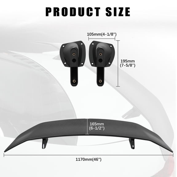 For Toyota Avalon/Camry/Corolla 46" Racing Rear Trunk Spoiler Wing Carbon Fiber