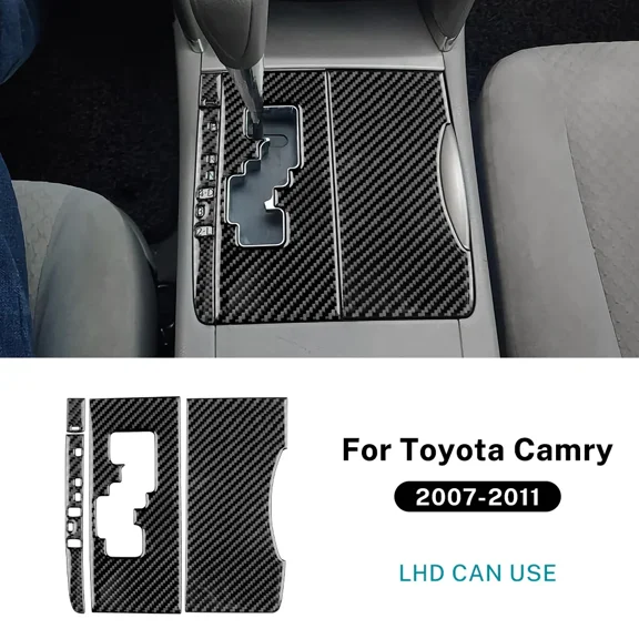 For Toyota Camry 2007 2008 2009 2010 2011 LHD Real Soft Carbon Fiber Car Gear Shift Panel Sticker Interior Trim Accessories.