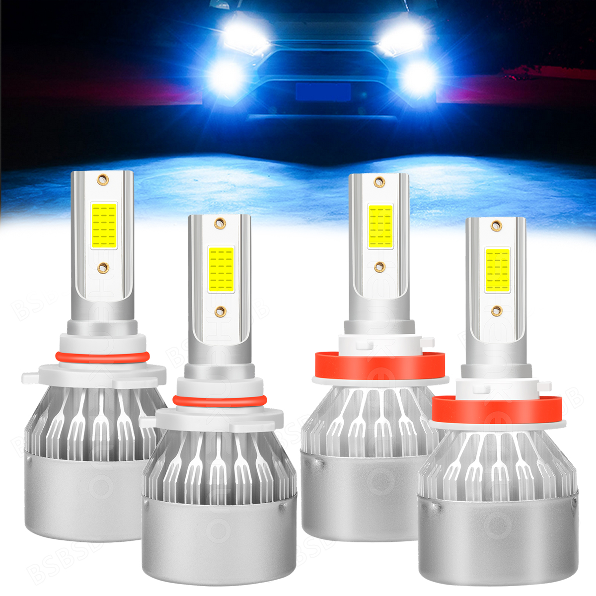 8000K LED Headlight & Fog Light Bulb Kit For Toyota Camry 2007-2014 - Ice Blue