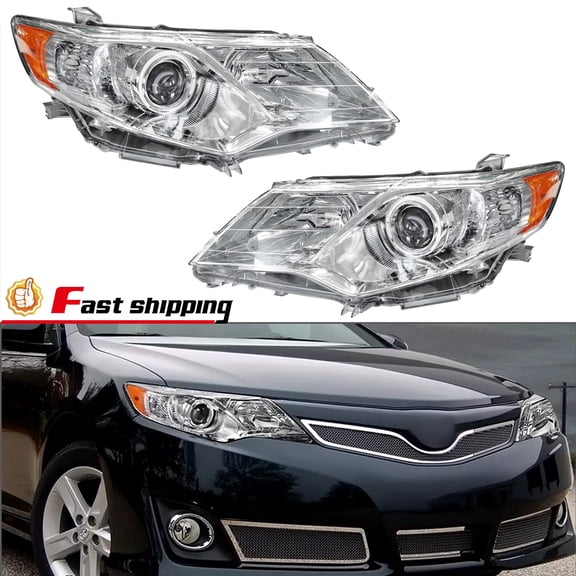 For Toyota Camry 2012 2013 2014 Projector Chrome Headlight Assembly Left+Right