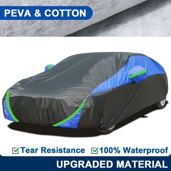 For Toyota Camry Car Cover PEVA+Cotton Upgraded Material Waterproof Outdoor Snow Sun Rain Dust All Weather Protection Black Blue