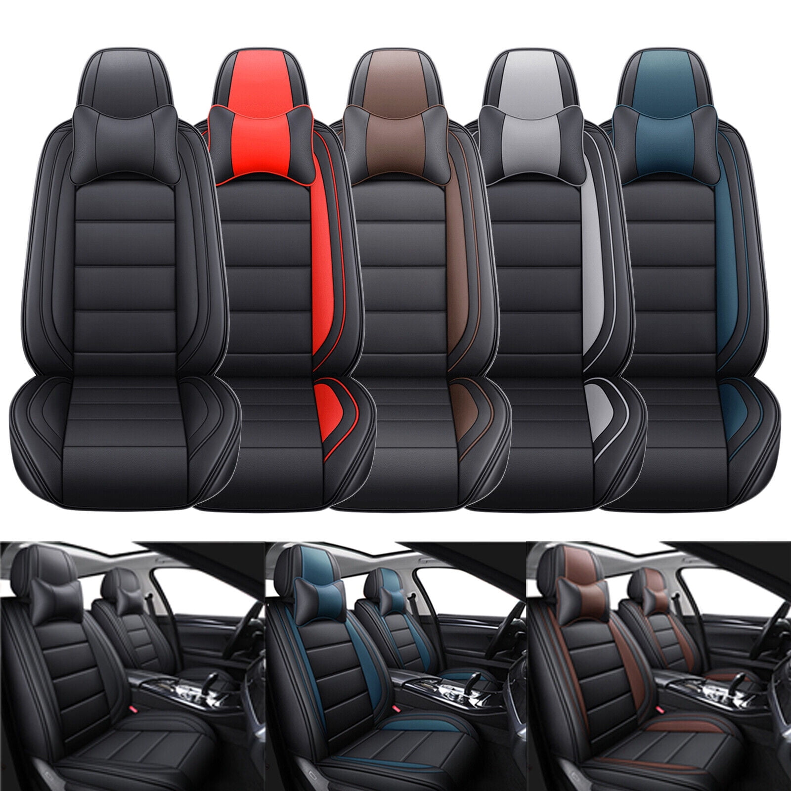 For Toyota Camry Car Seat Covers, Waterproof 5 Seats PU Leather Auto