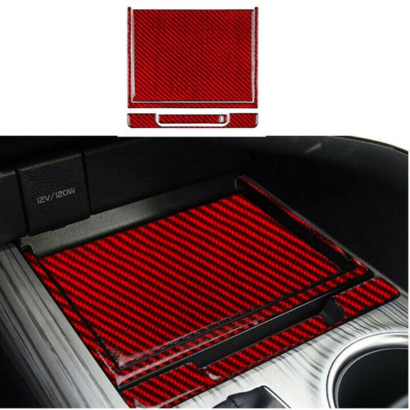 For Toyota Camry Red Carbon Fiber Center Console Storage Box Cover Trim 18-20
