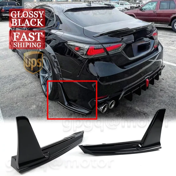 For Toyota Camry SE XSE 2018-2023 Yofer V2 Glossy Black Rear Bumper Side Apron Spats