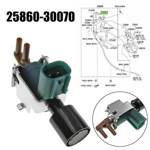 For Toyota Canister Vacuum Solenoid Switching Valve Black Plastic Engine Hood Valve Replacement 25860-30070 2586030070