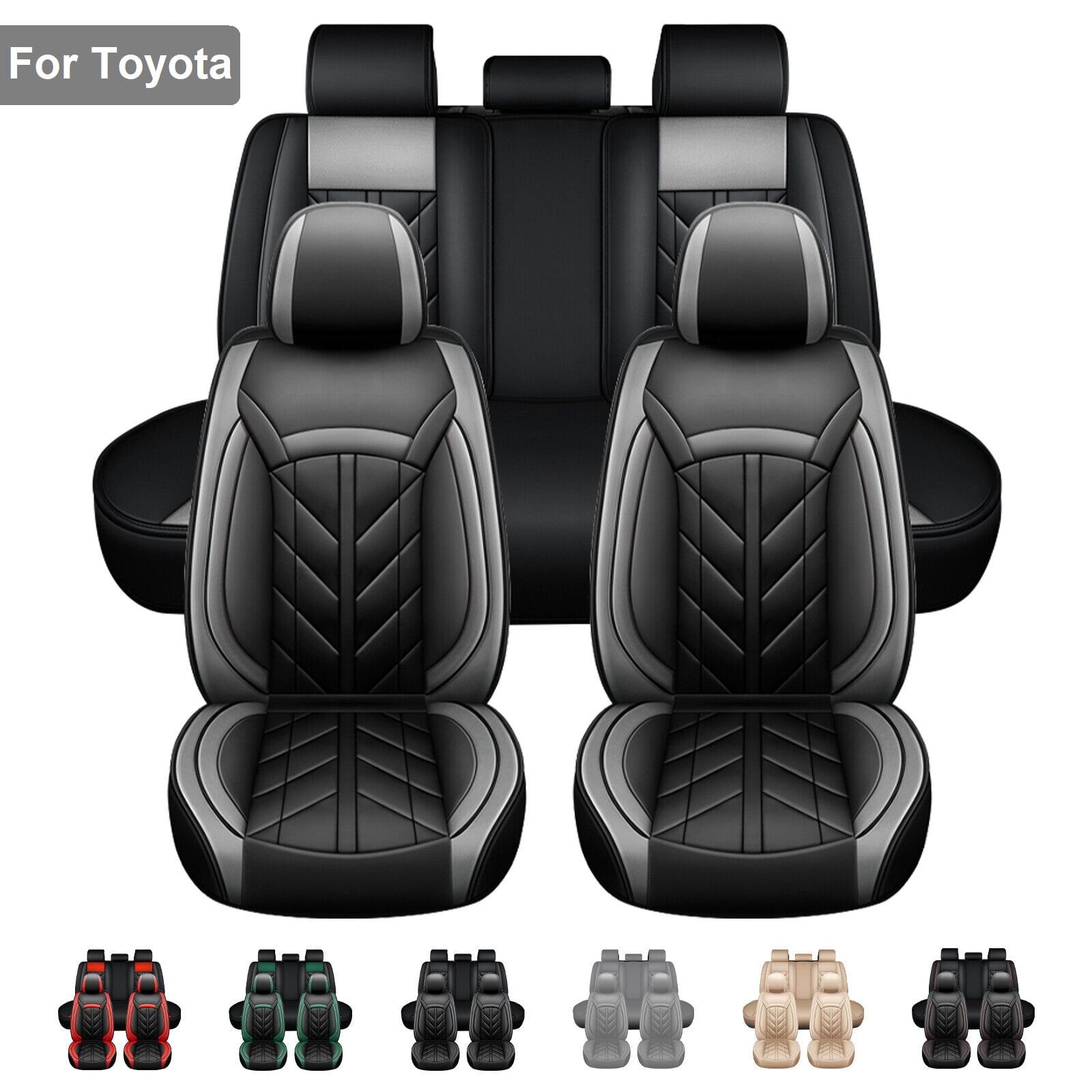 For Toyota Car Seat Covers 5-Seats Full Set, Premium Wear-resistant Pu ...