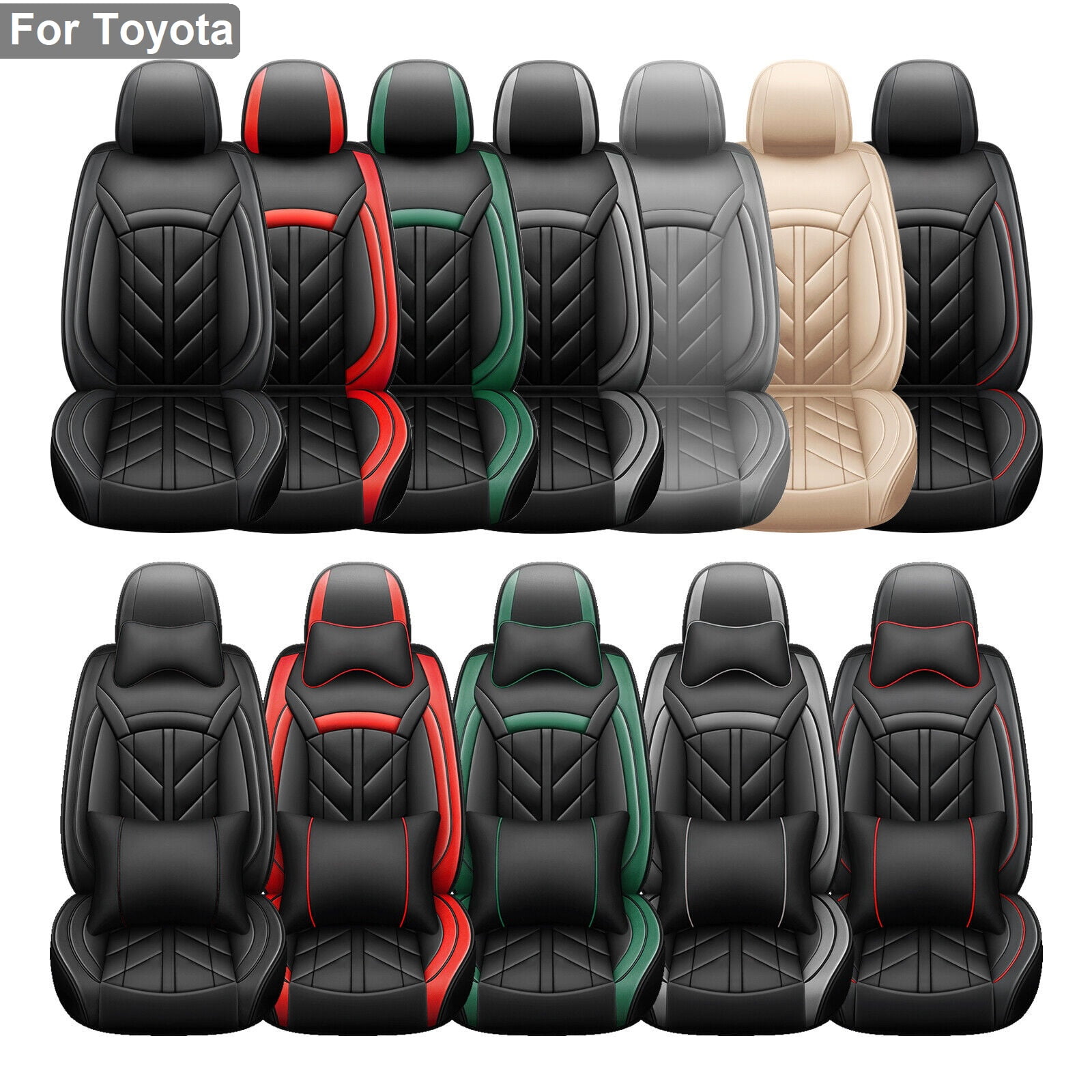 For Toyota Car Seat Covers 5Seats Sedans SUV, Waterproof Pu Leather Auto Cushion Protector for