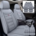 thumbnail image 1 of For Toyota Car Seat Covers Full Set Leather 5-Seats Front +Rear Protector Gray, 1 of 12