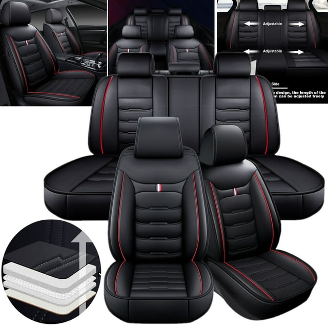For Toyota Car Seat Covers Full Set Leather Front and Rear Bench Backrest Seat Cover Set