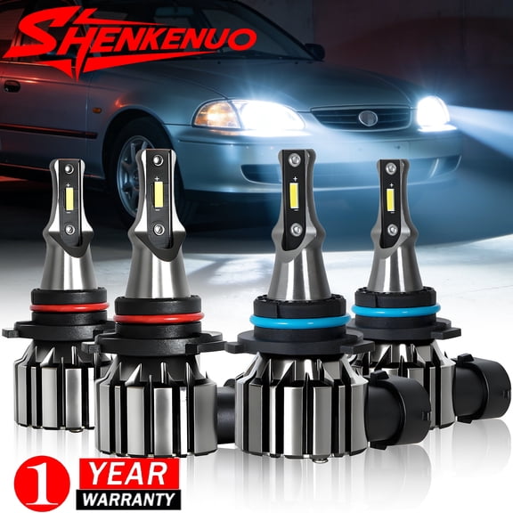 For Toyota Corolla 1993 1994 1995 1996 1997 LED Headlight Bulbs High/Low Beam 9006 & 9005 6000K White 4Pcs Super Bright Plug-and-Play