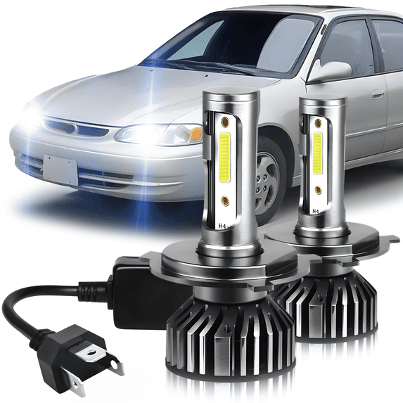 For Toyota Corolla 1998 1999 2000 Hi-Lo Bulbs Kits LED Headlights White 2x H4/9003 6000K Lights Combo 4800 Lumens Plug-N-Play 300% Brighter