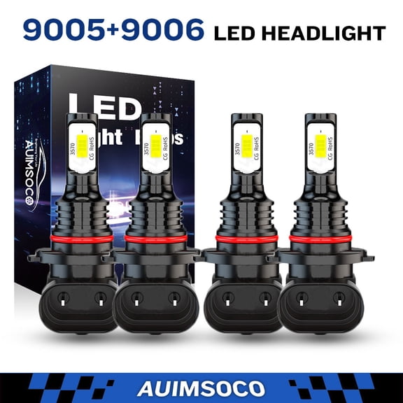 For Toyota Corolla 2001,2002-2012,2013 4x 9005 9006 LED Combo Headlight Bulbs High Low Beam 6000K Super White Bright